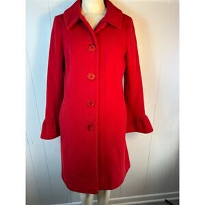 Charles Gray London Red Bell Sleeve Size L Women's Long Wool Blend Overcoat